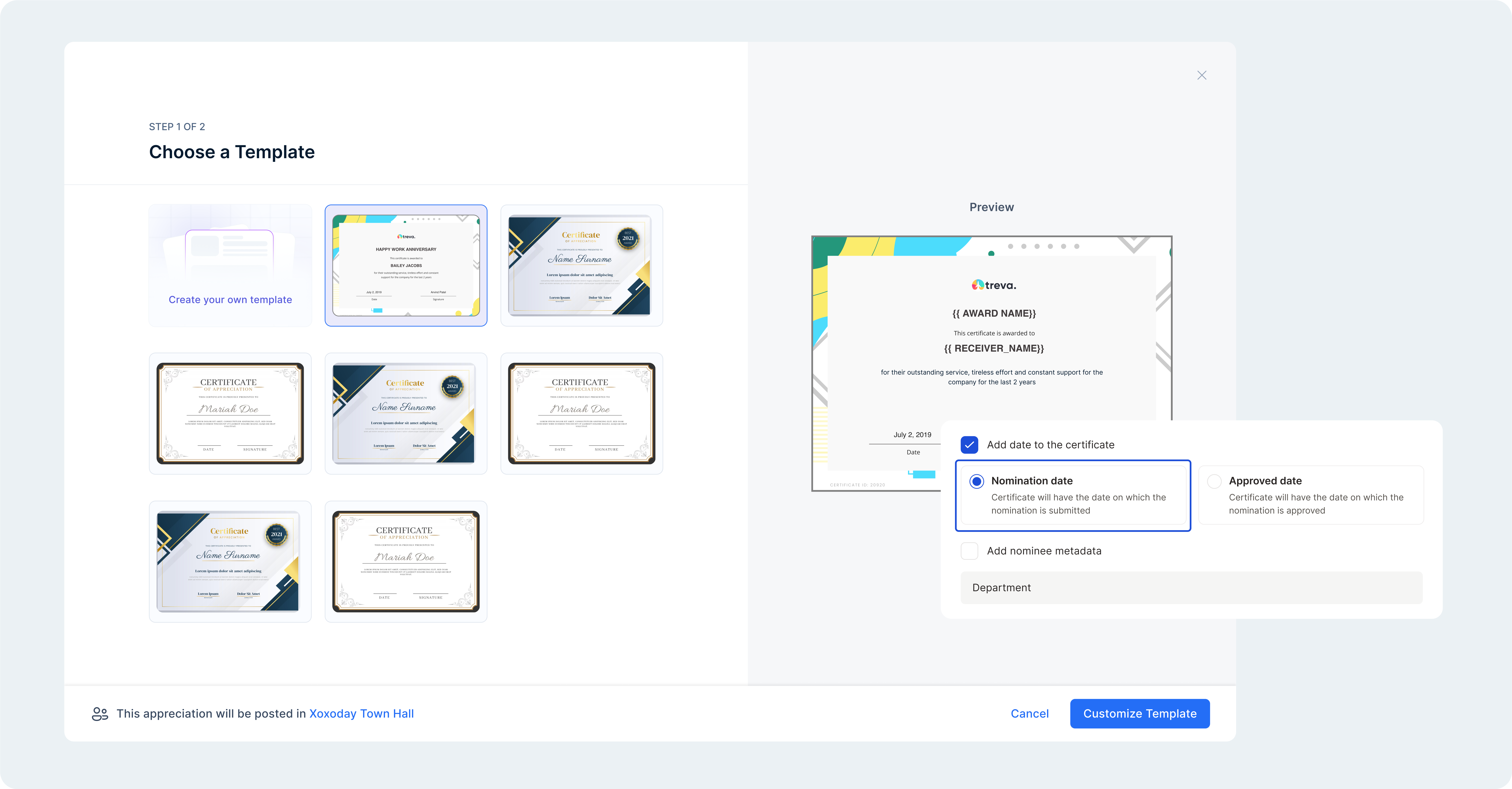 Certificate setup choosing the nominated date instead of the approval date for accuracy