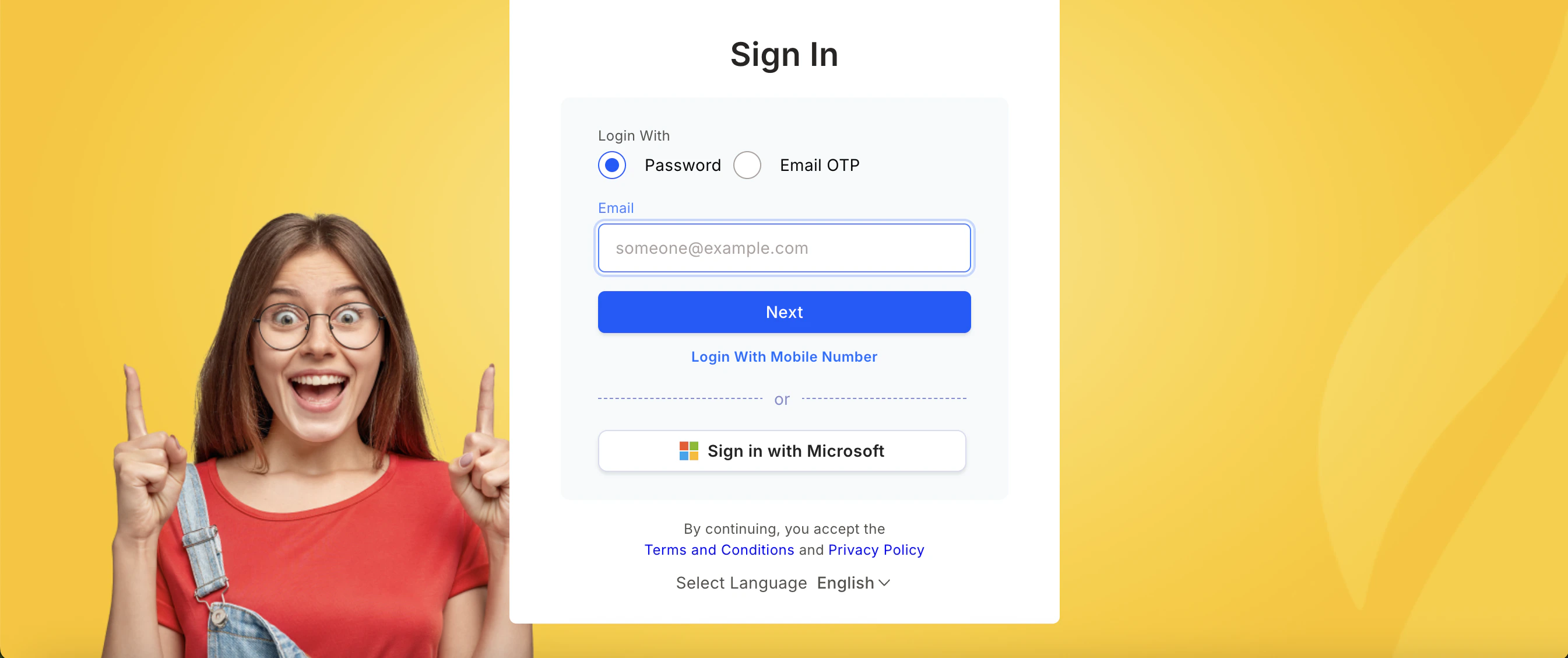 Password login screen
