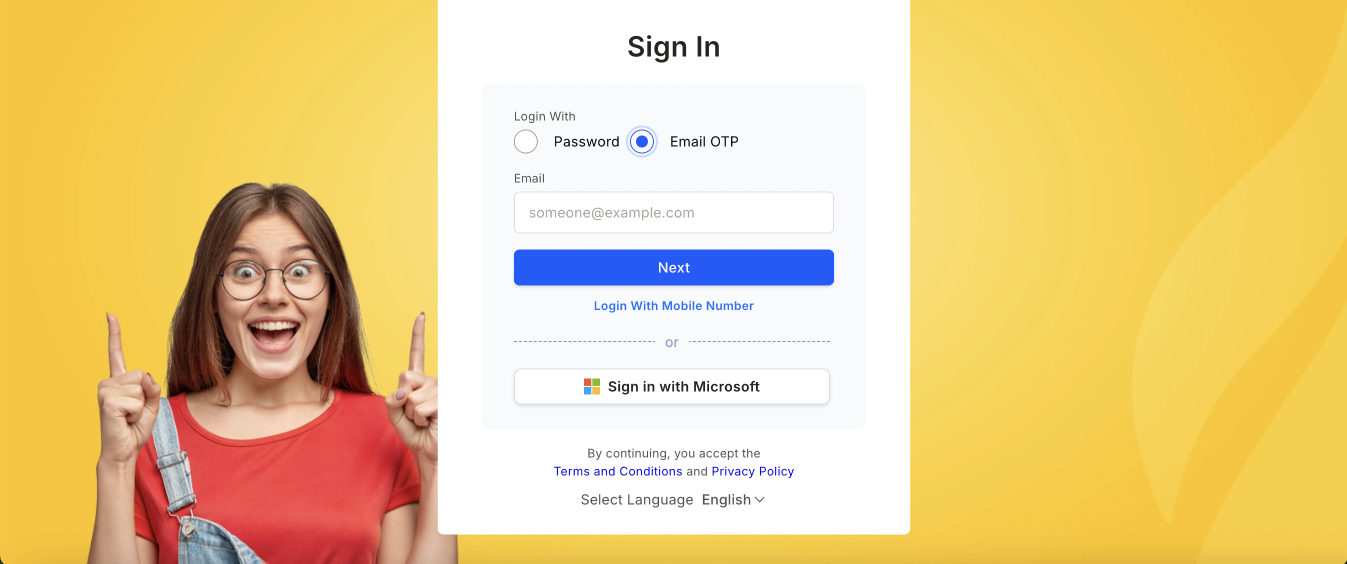 OTP login screen