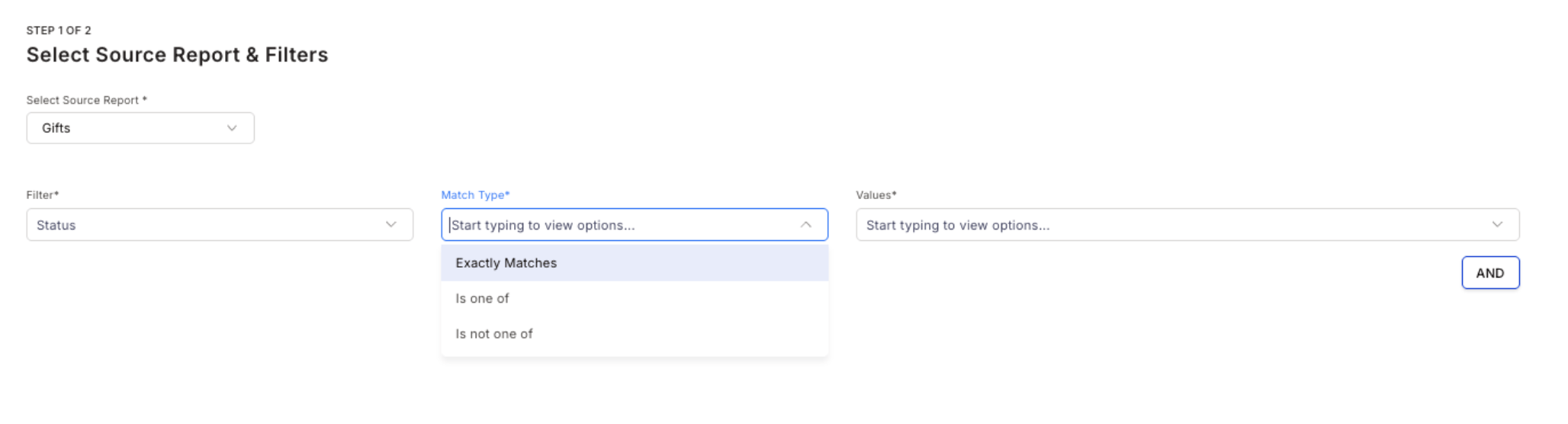 Custom report — apply filters