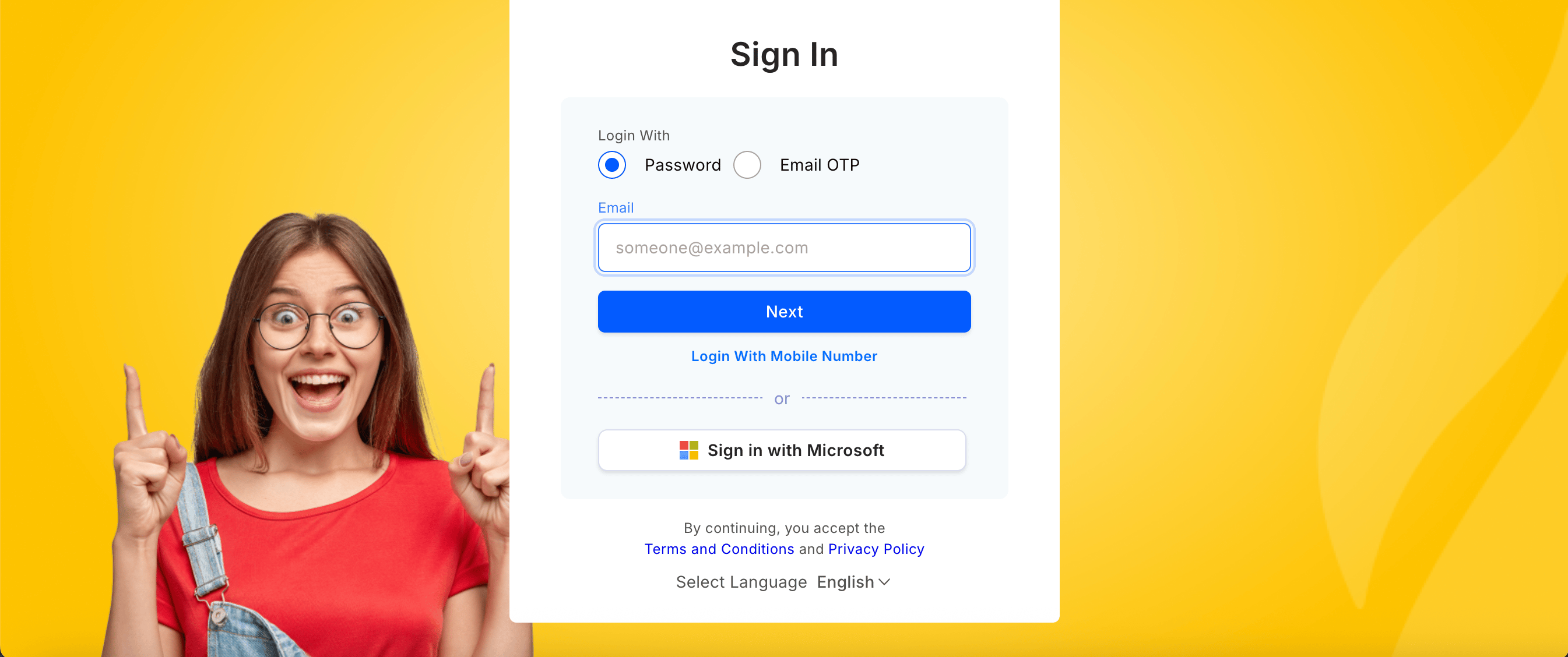 Password login screen