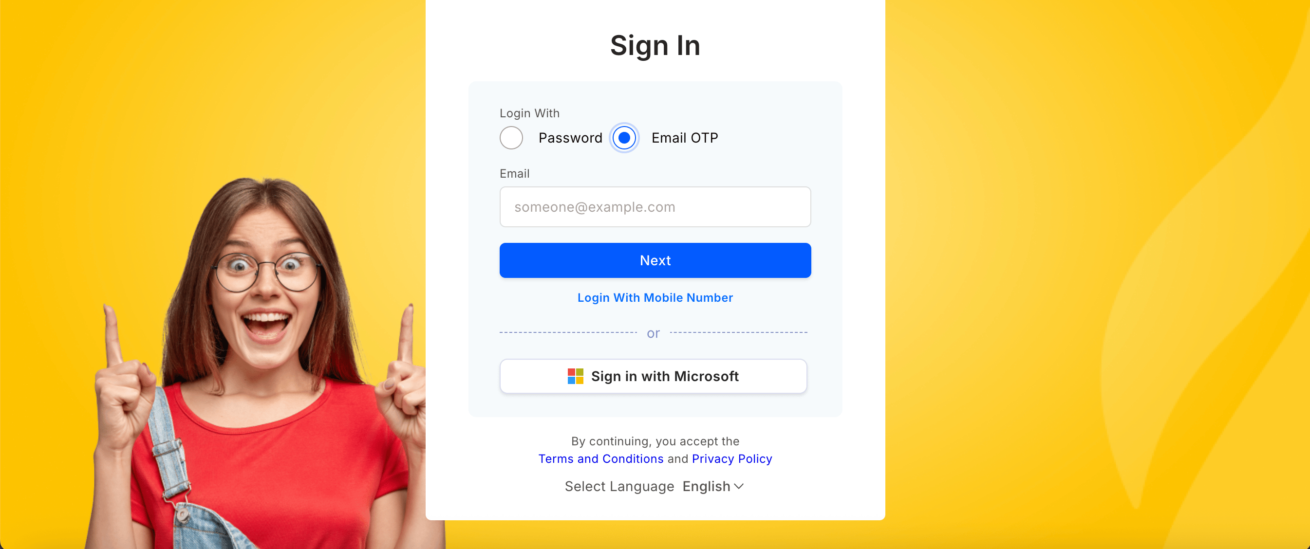 OTP login screen