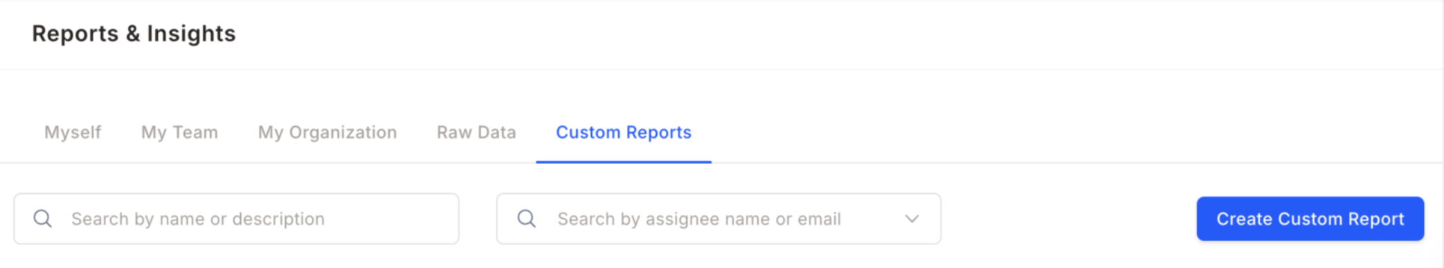 Custom report — search and filter