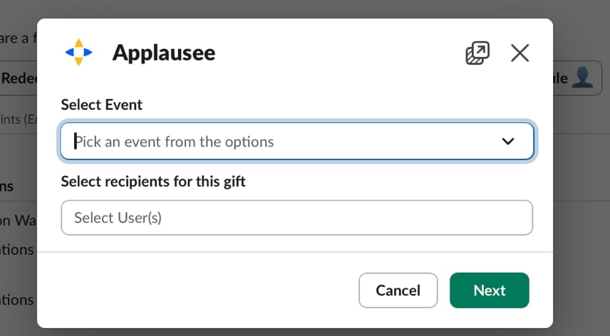 Selecting an event and recipients for a gift