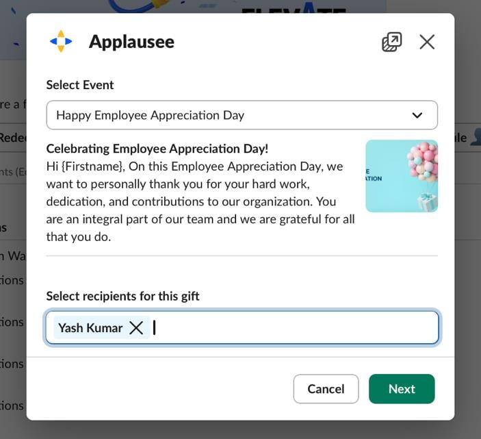 Reviewing the gift message