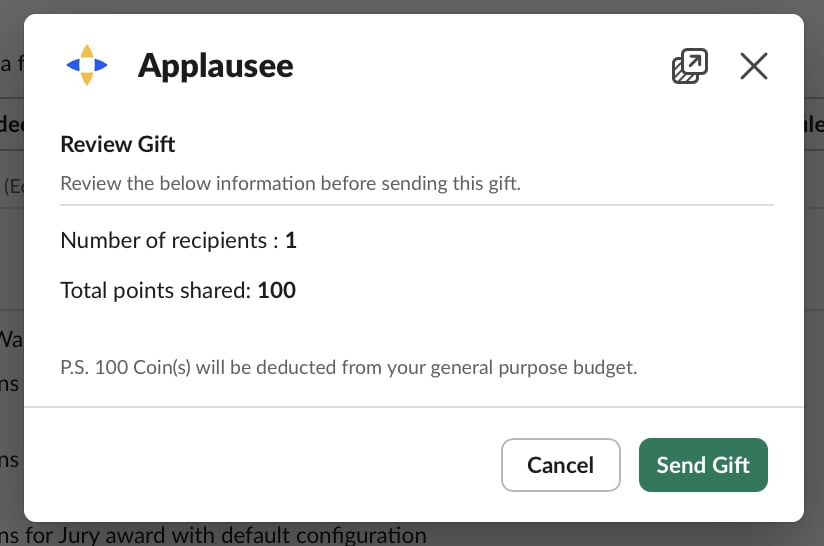Reviewing recipients and total points before sending