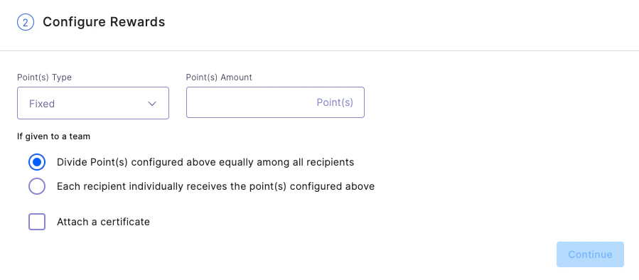 Team reward distribution options showing equal split or independent allocation