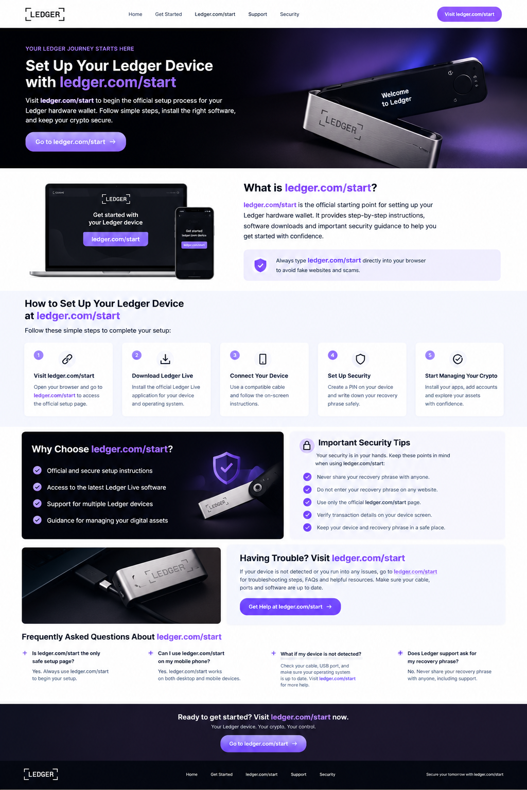 Ledger Com Start Setup Guide Landing Page
