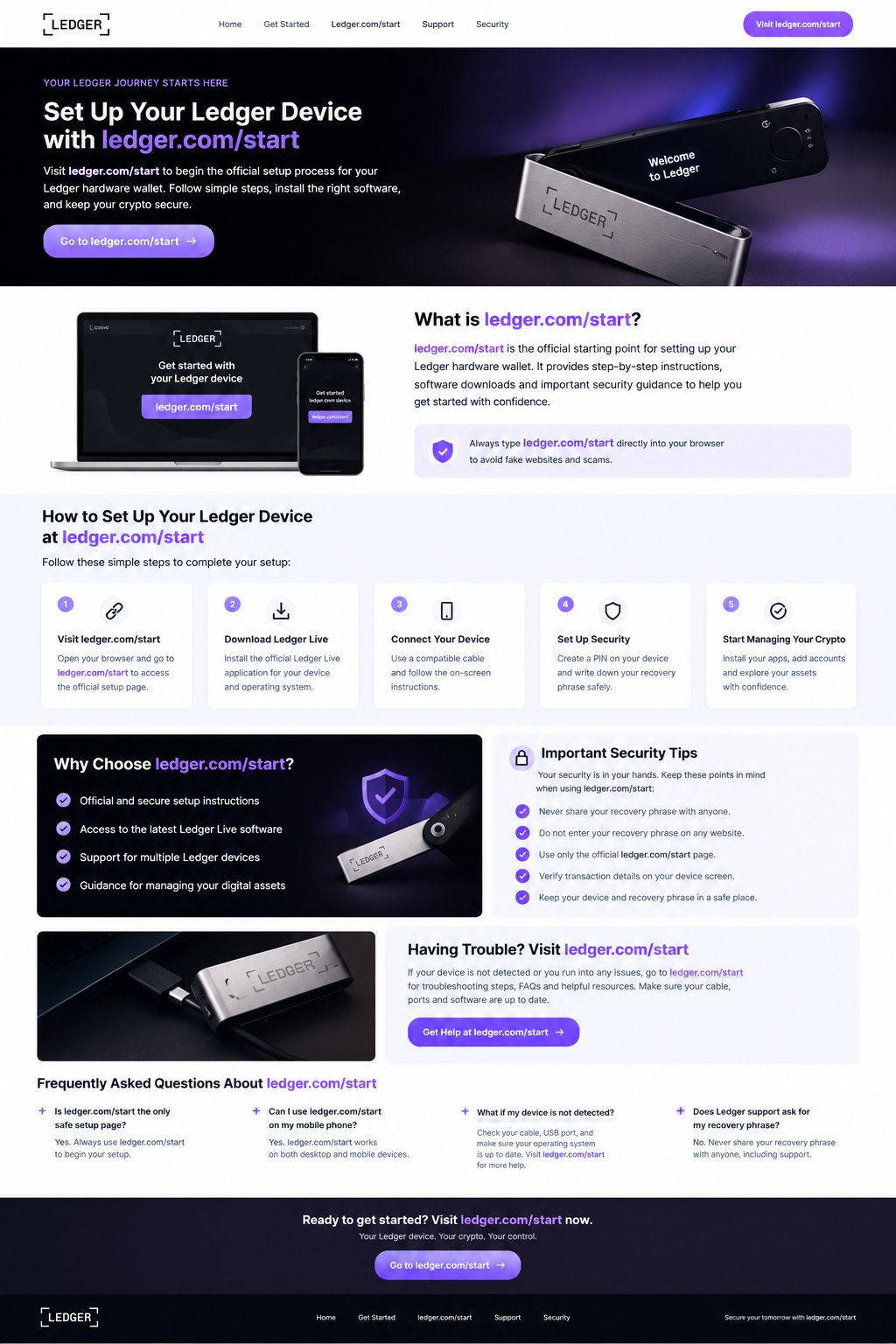 Ledger Com Start Setup Guide Landing Page