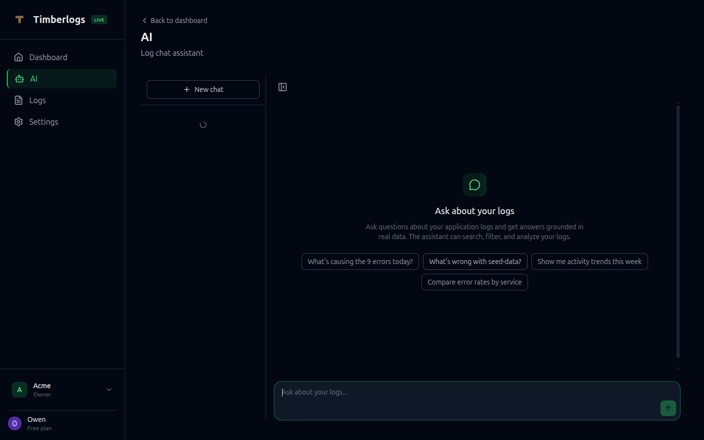 AI Log Assistant - Timberlogs Docs