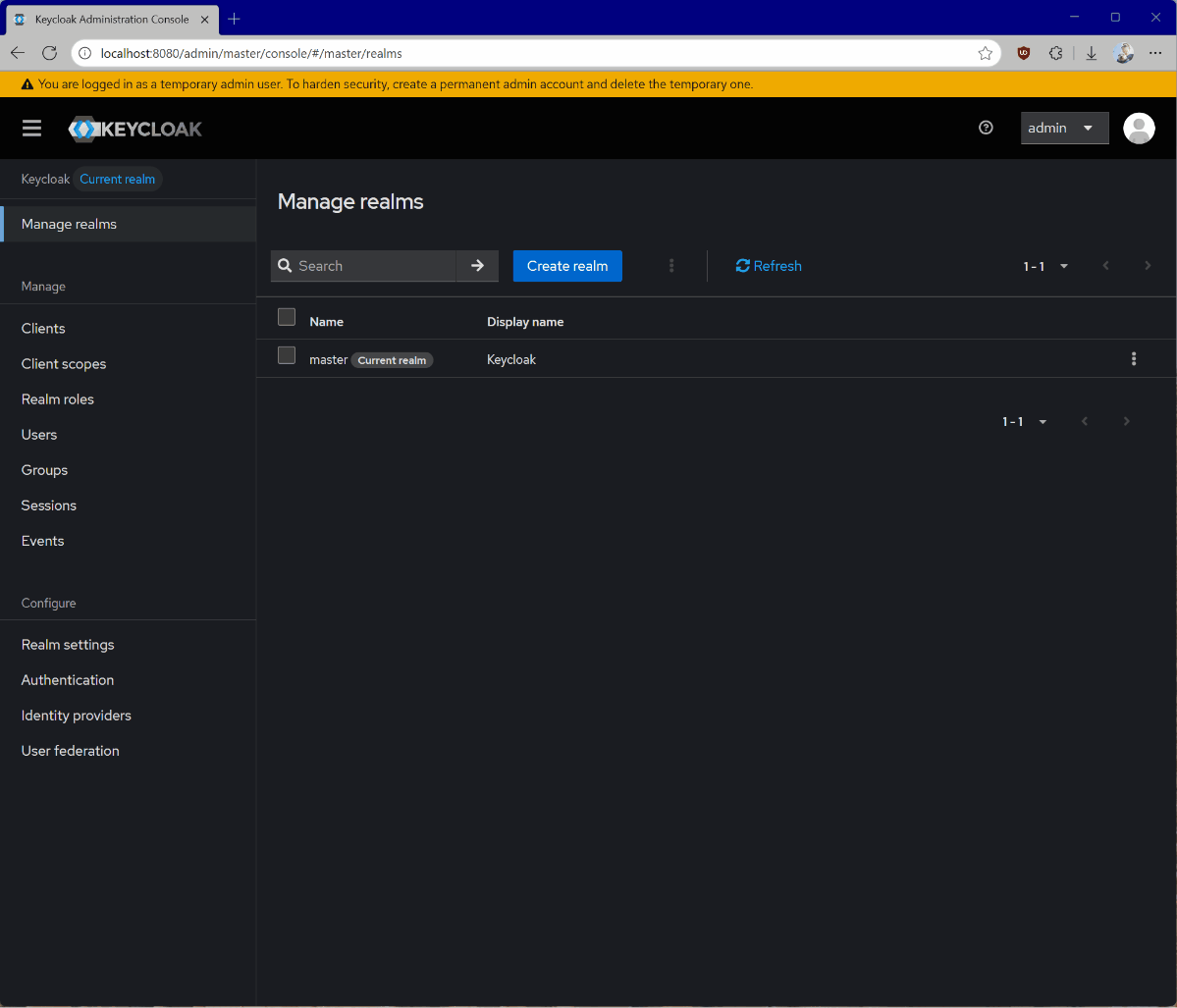 Setting up client registration details in Keycloak.
