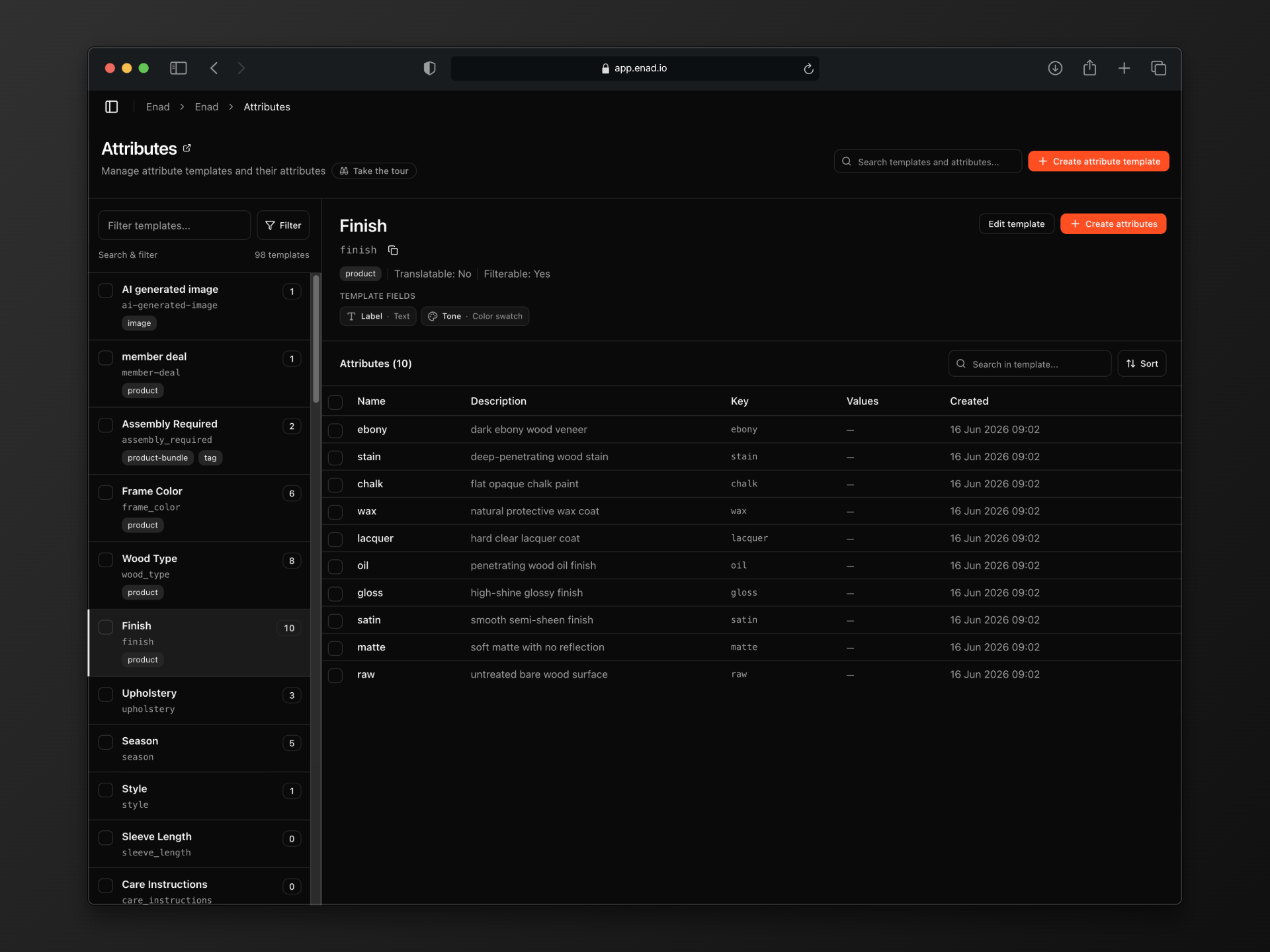 Main dashboard interface