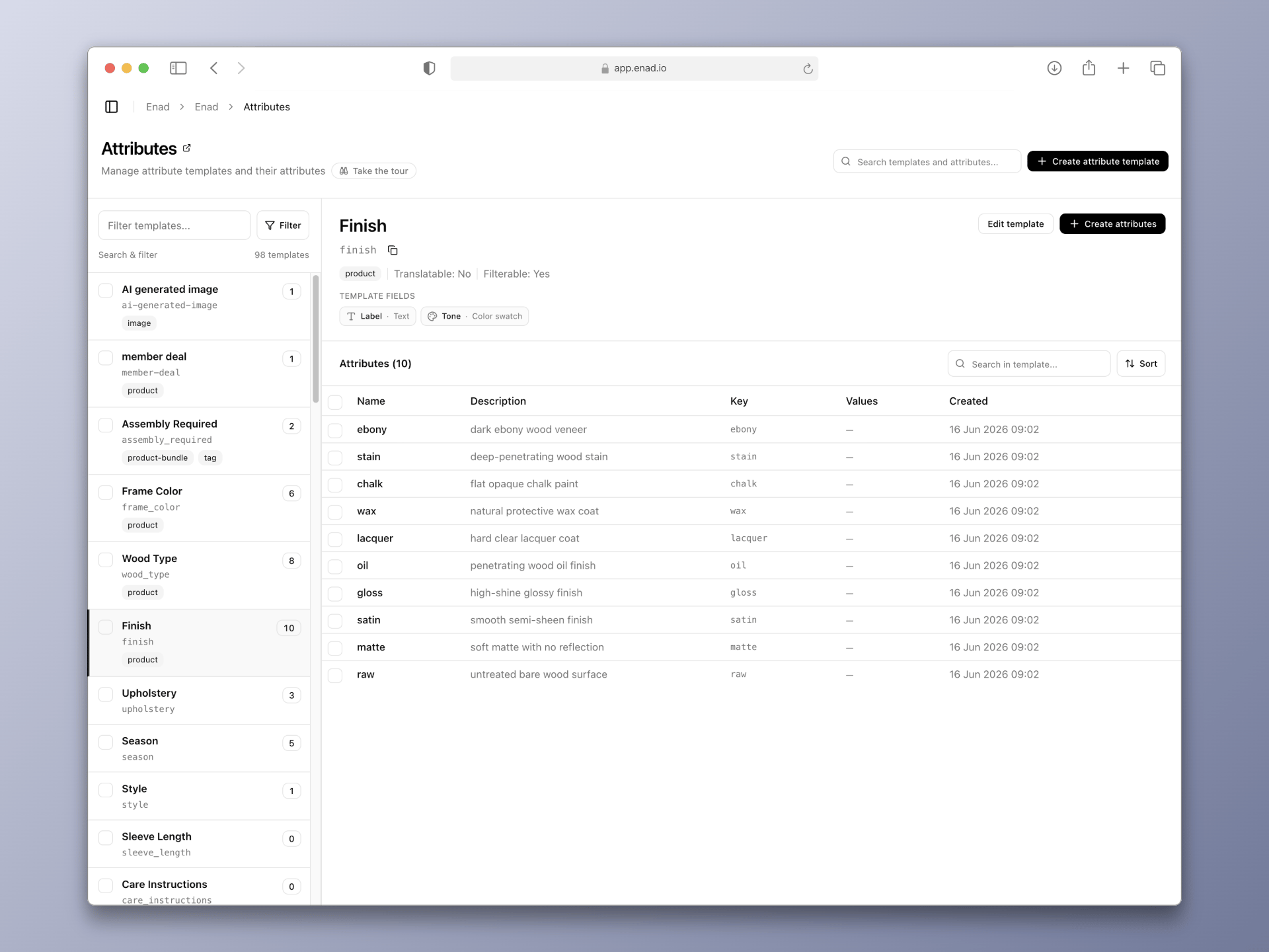 Main dashboard interface