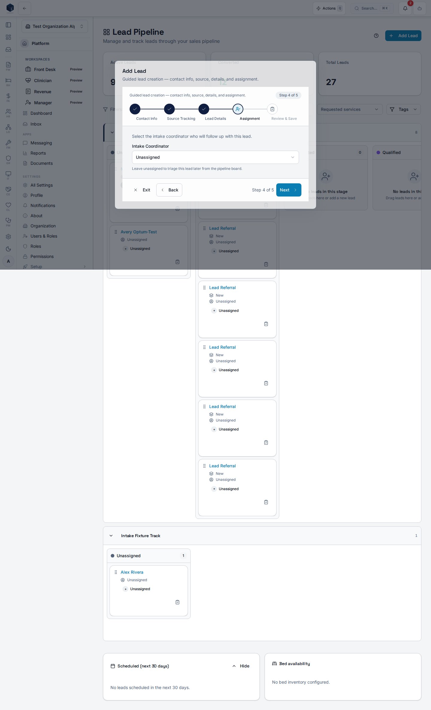 Lead Intake Wizard assignment step defaulting to Unassigned