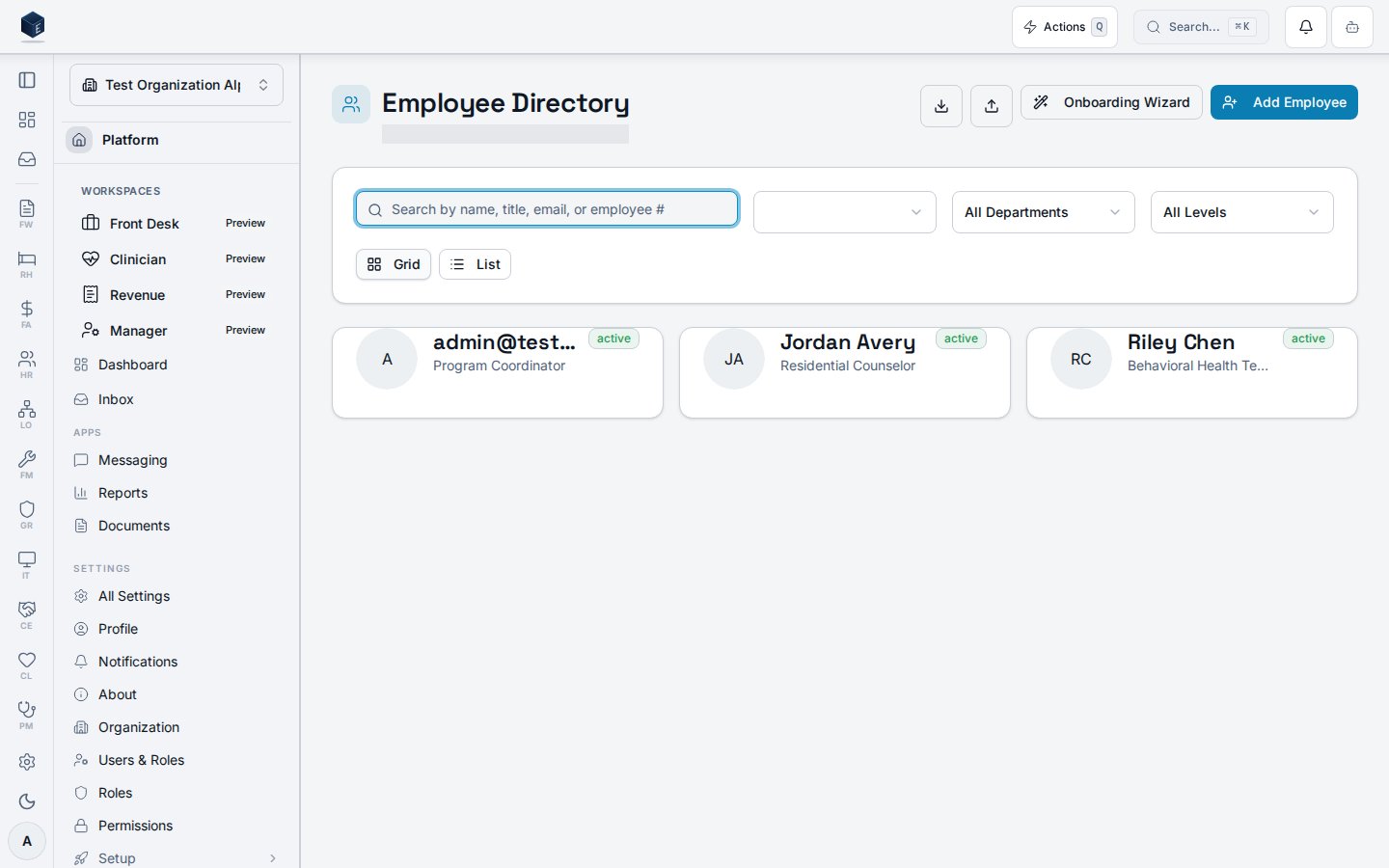 HR employee directory surface