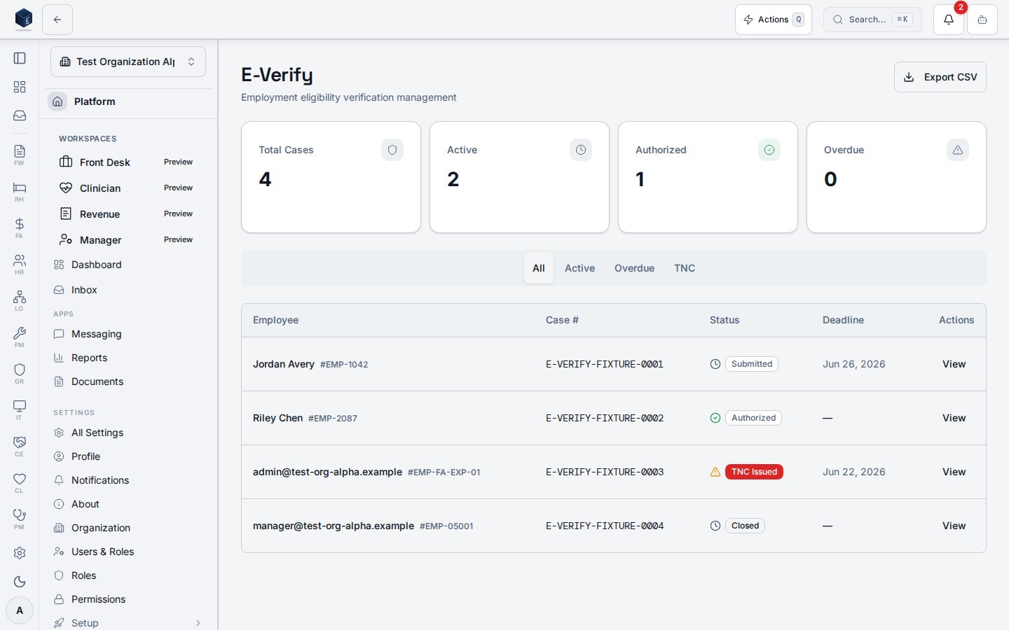 E-Verify dashboard