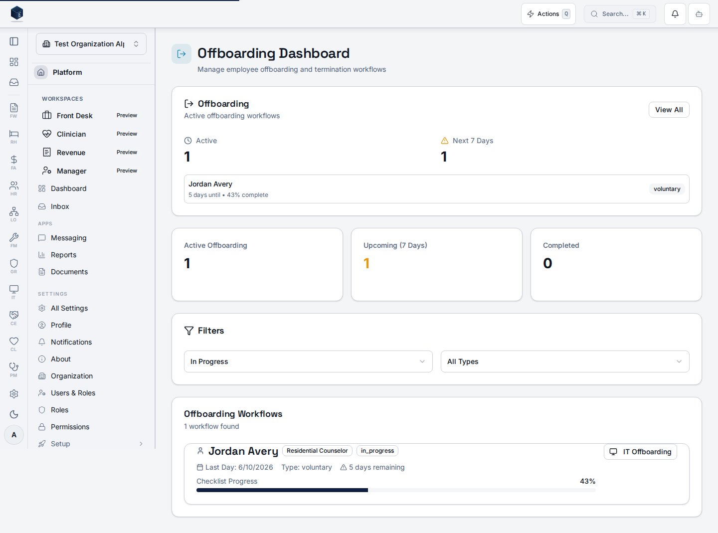 Offboarding dashboard