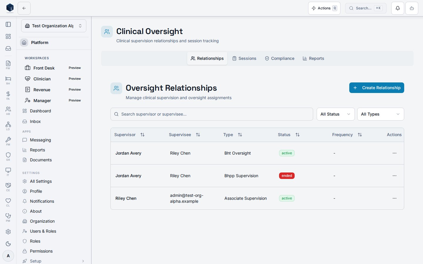 Clinical Oversight hub