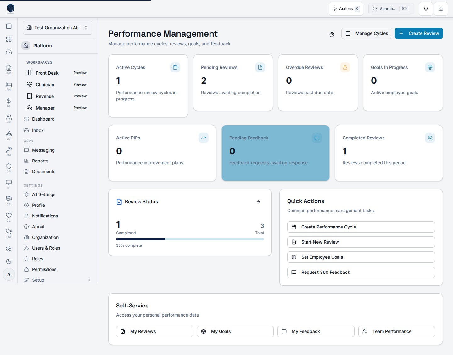 HR performance management dashboard