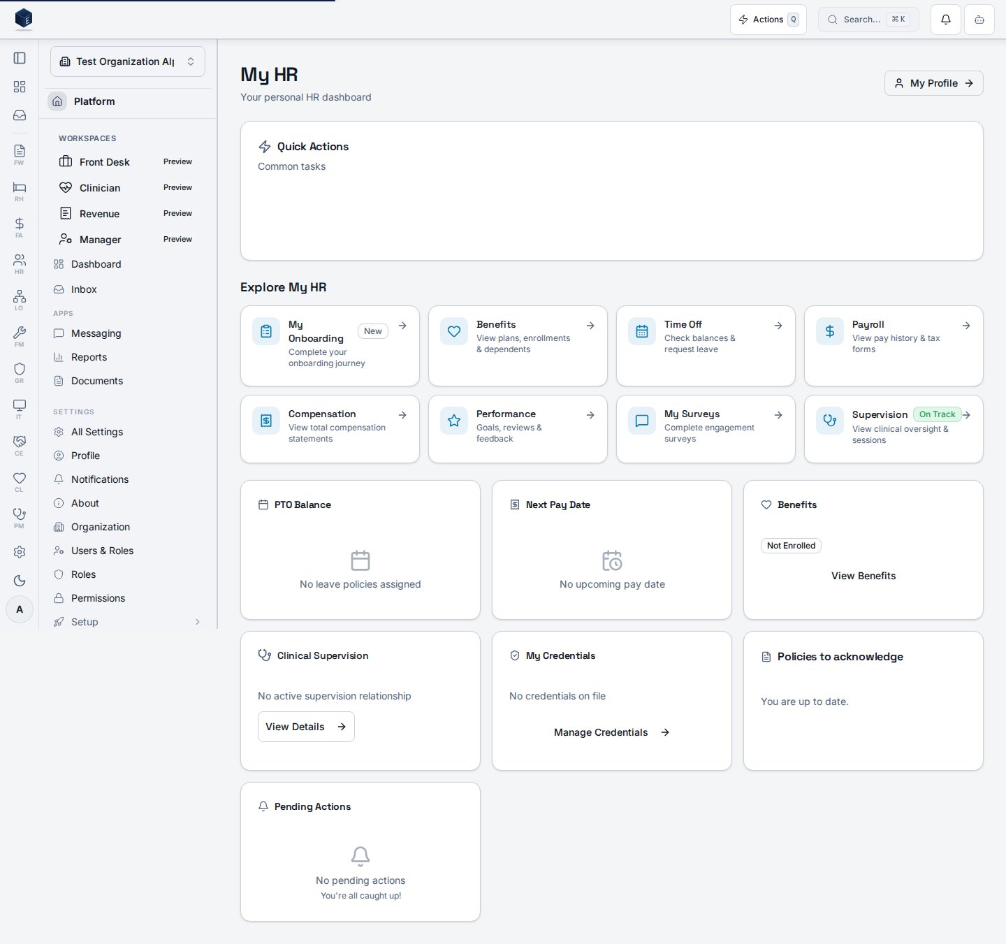 HR employee self-service dashboard
