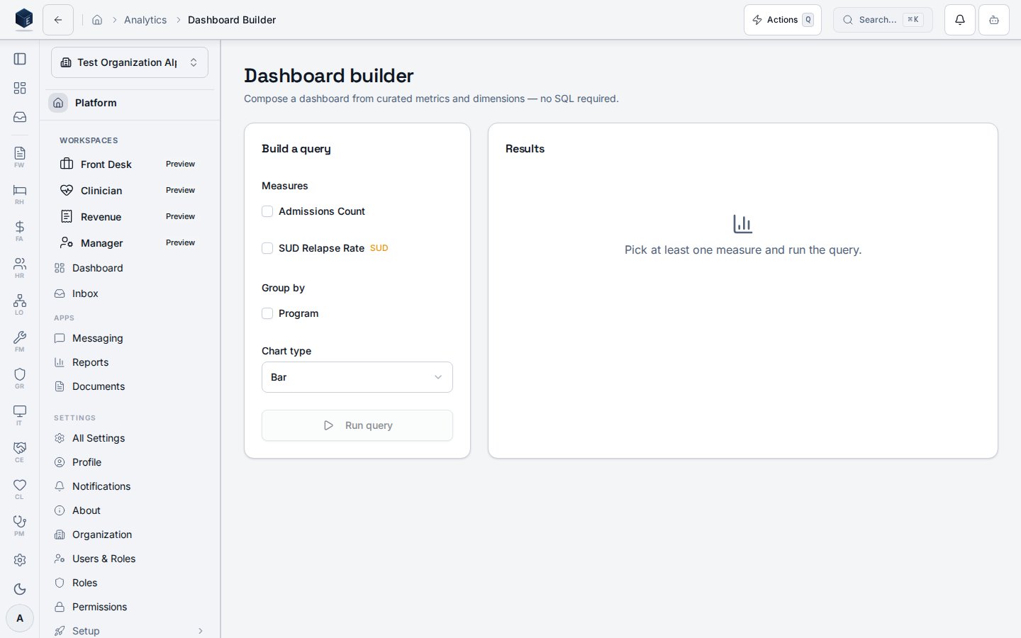 No-SQL dashboard builder