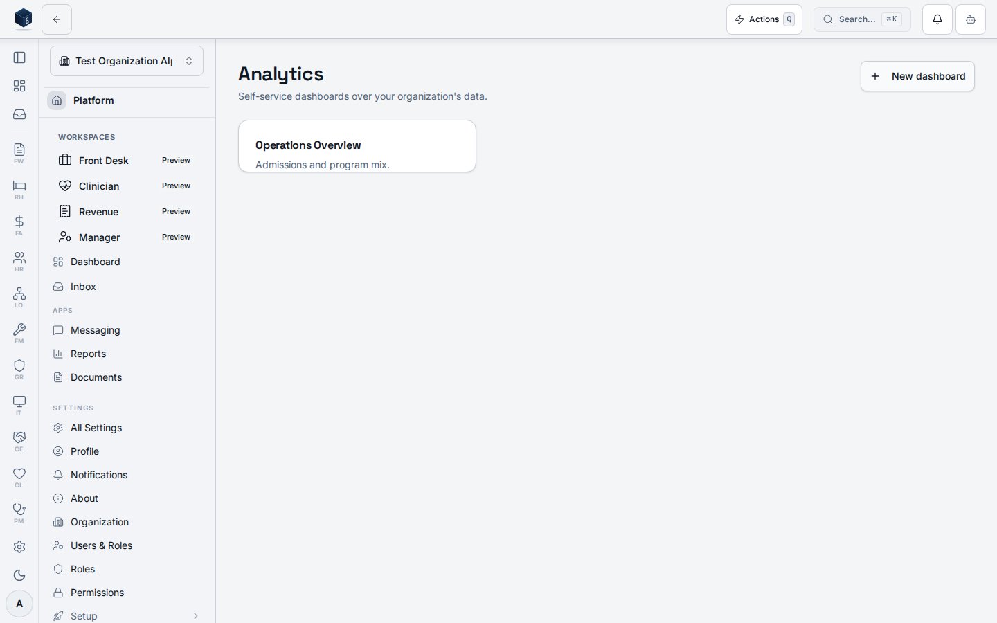 Analytics dashboard library