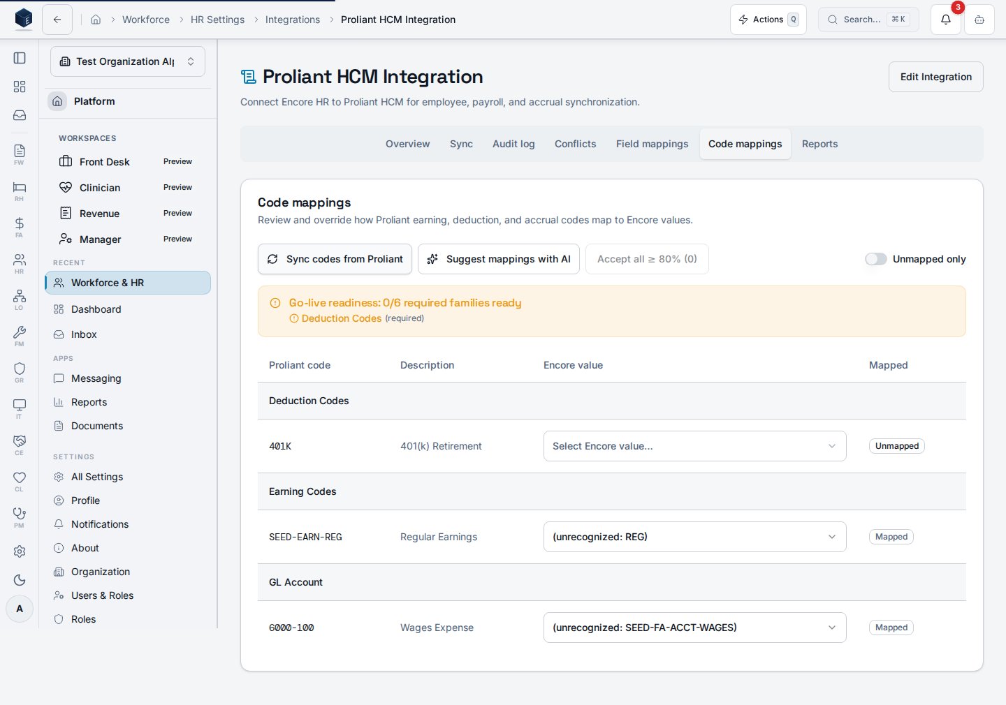 Proliant code mappings AI controls