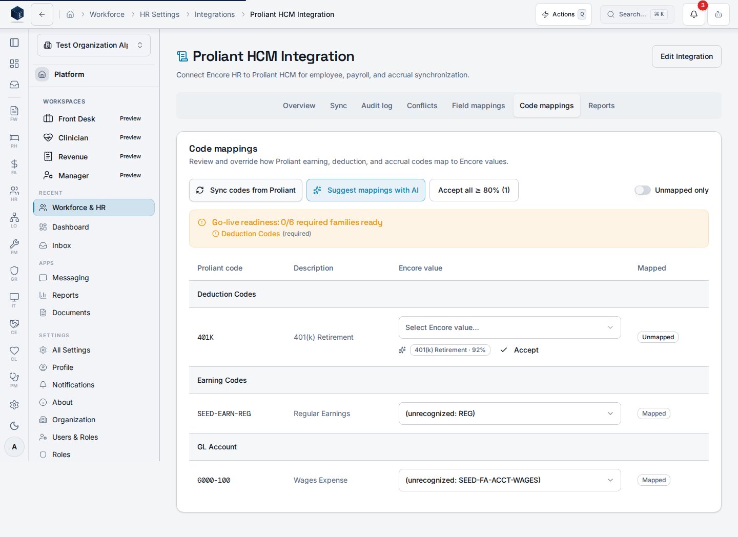 Proliant code mapping AI suggestion cell