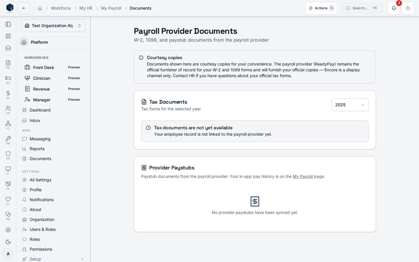Payroll-provider tax documents page