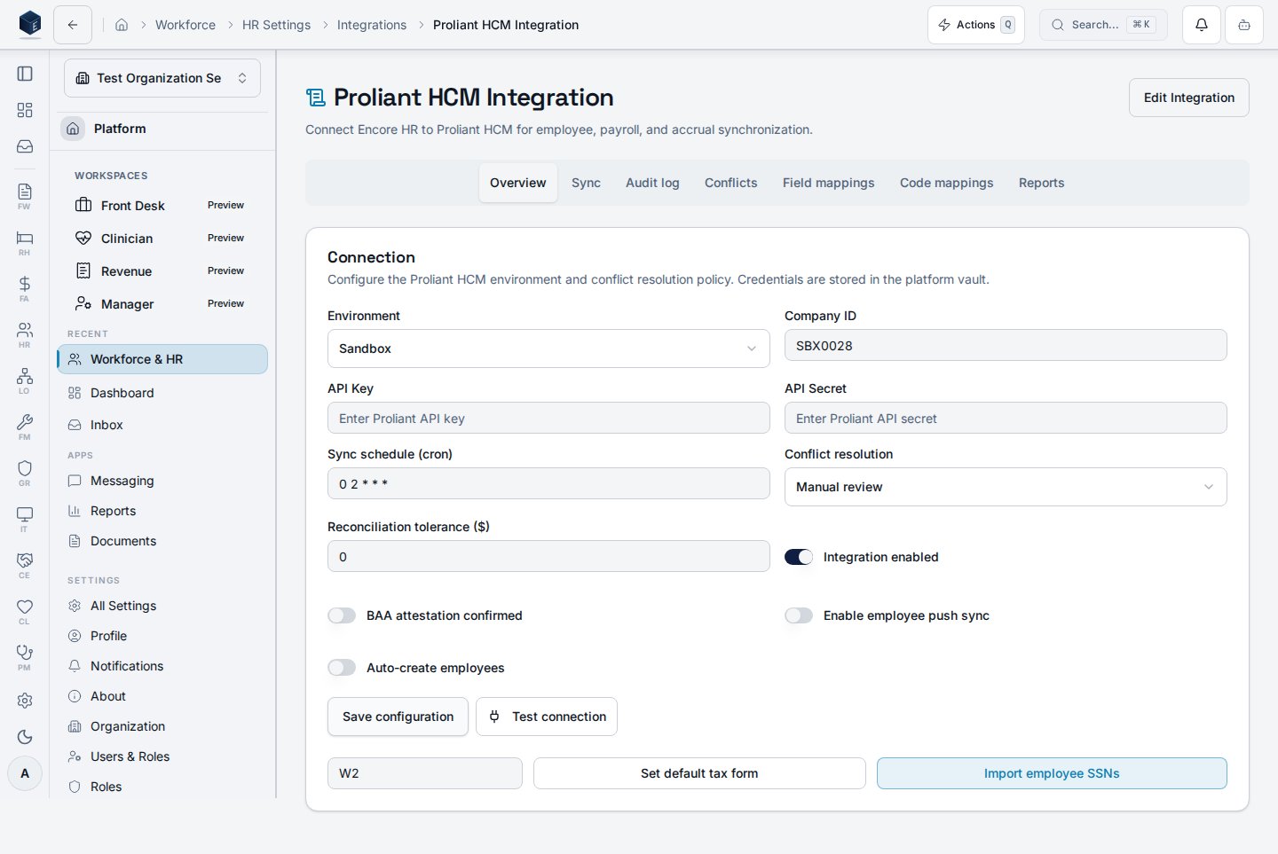 Proliant Manage view after activation