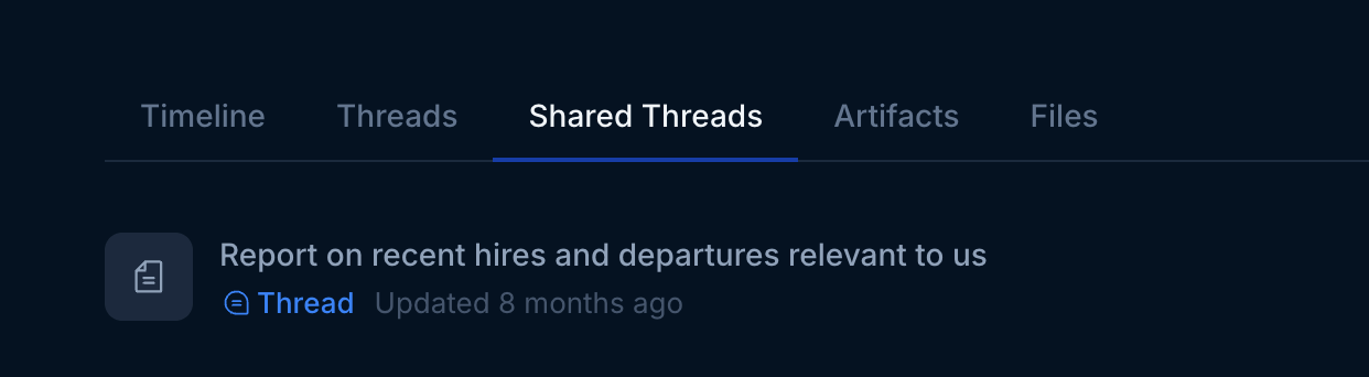 Shared Threads tab