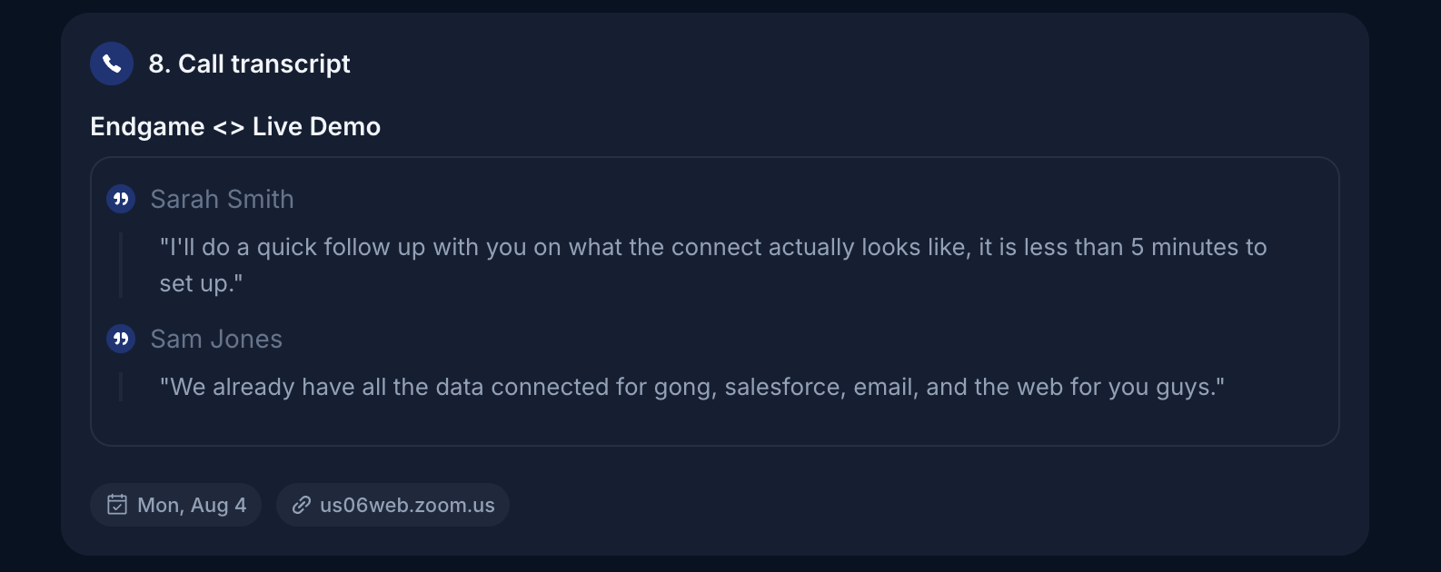 Call transcript sources