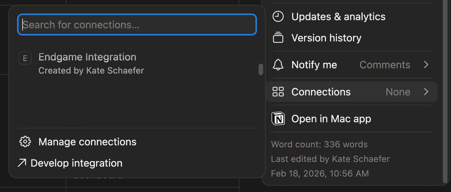 Connect page to integration