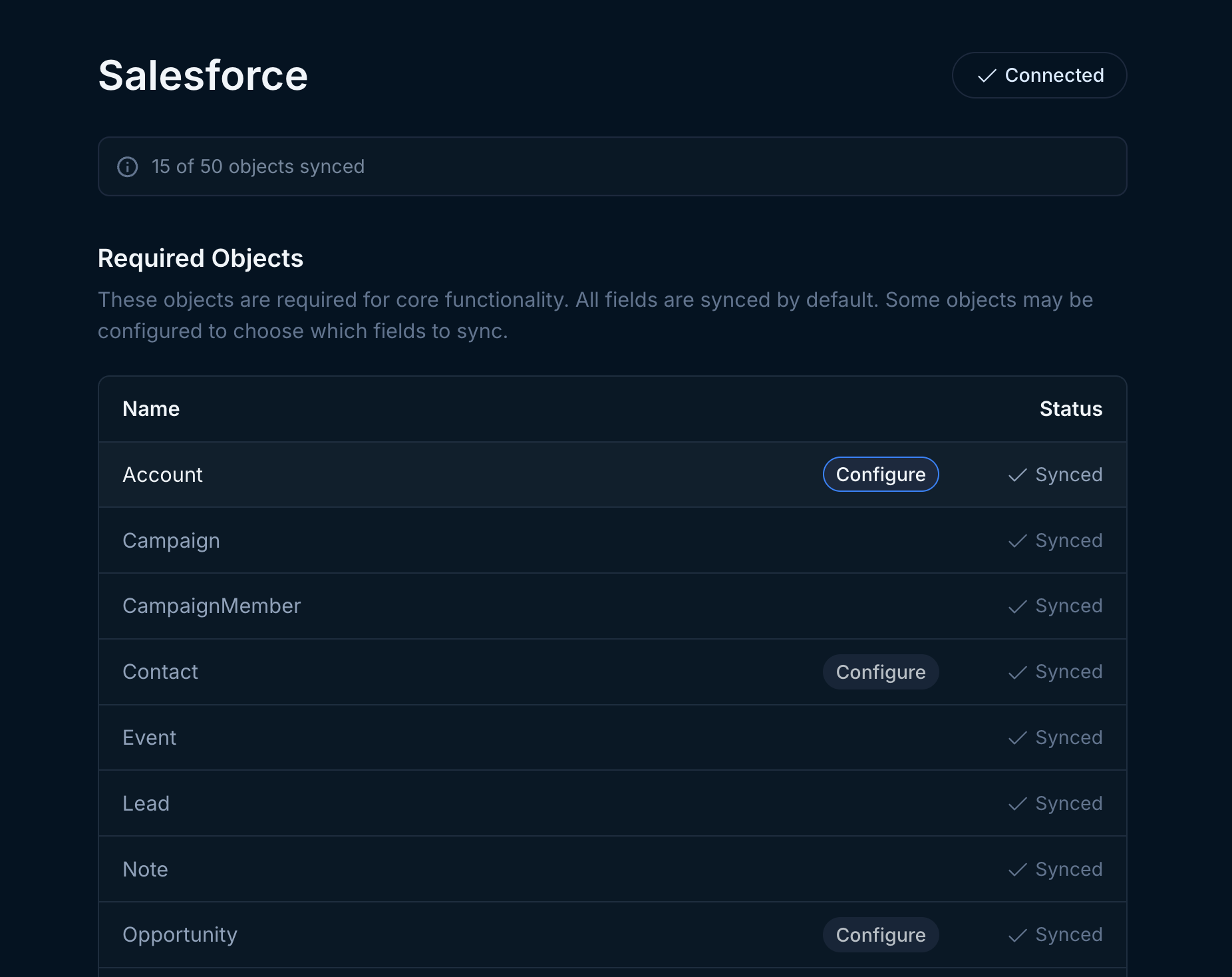 Required object configuration