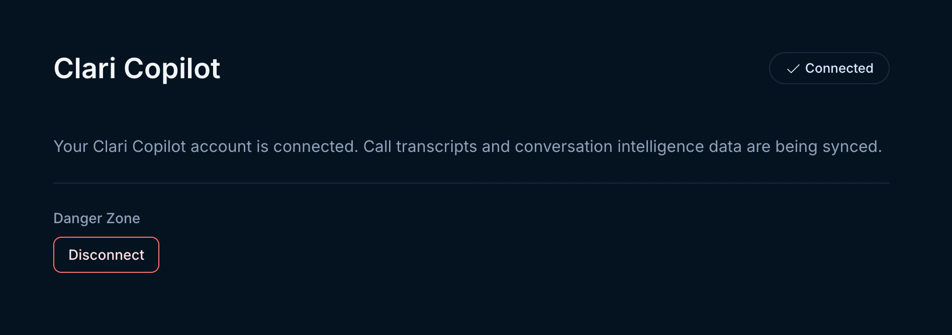 Clari Copilot manage view