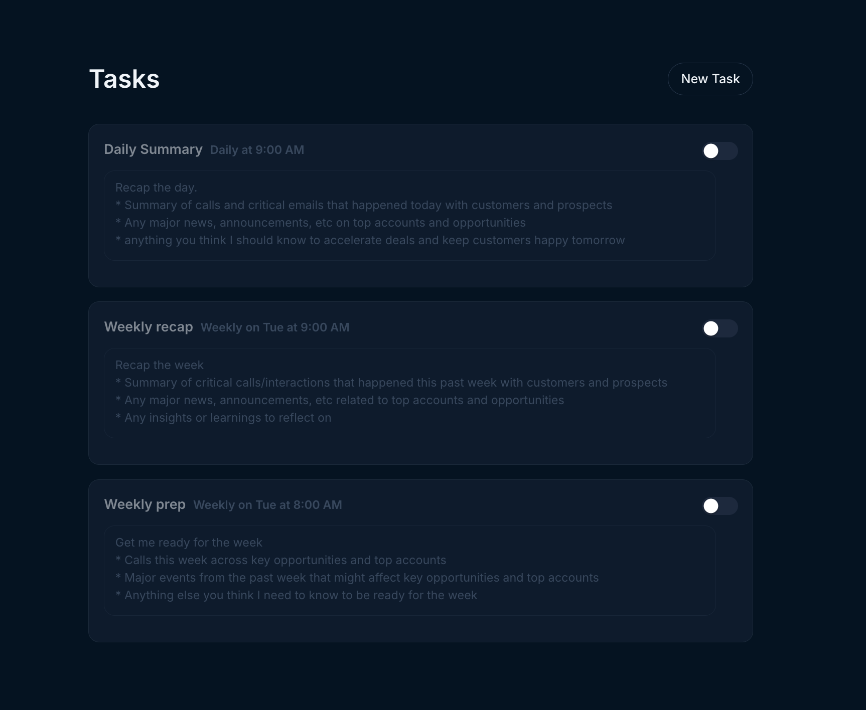 Task Defaults