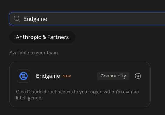 Endgame connector in Claude's connector directory