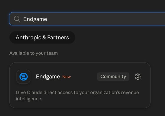 Endgame connector in Claude's connector directory