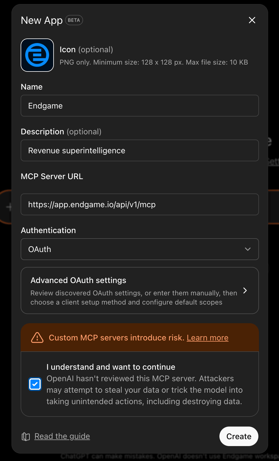 ChatGPT add custom app screen