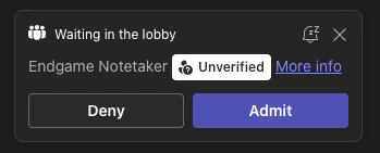 Endgame Notetaker Teams attendee