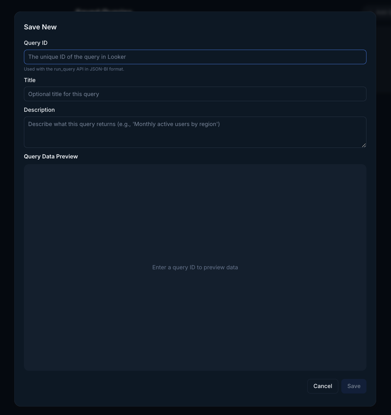 Looker query connection
