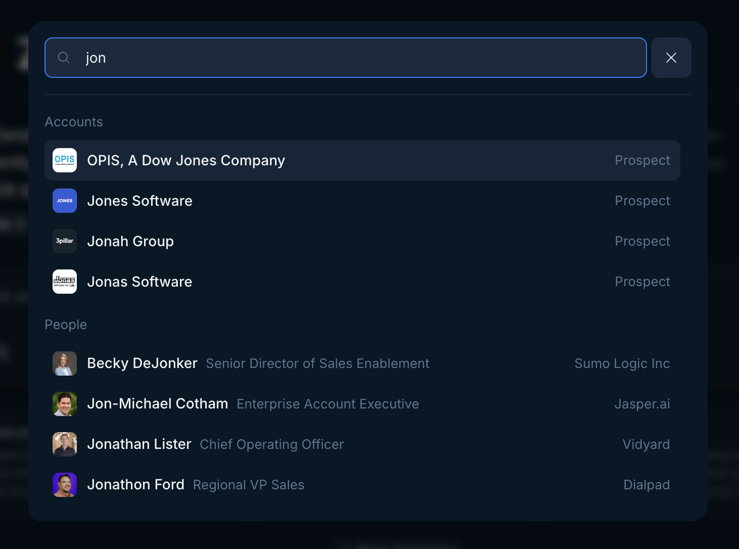 Search modal