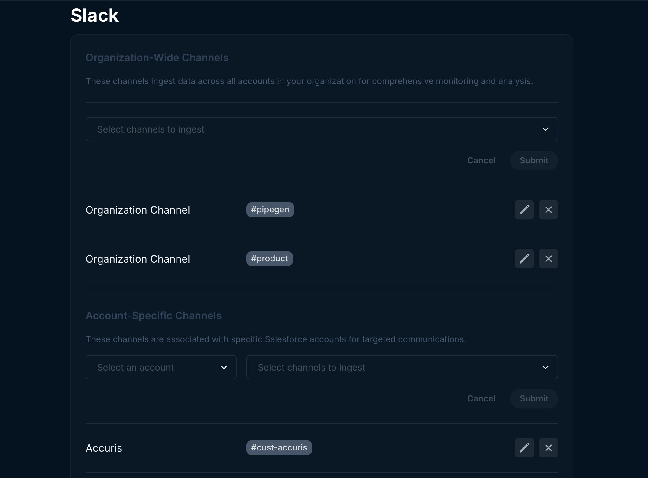 Channel mapping configuration