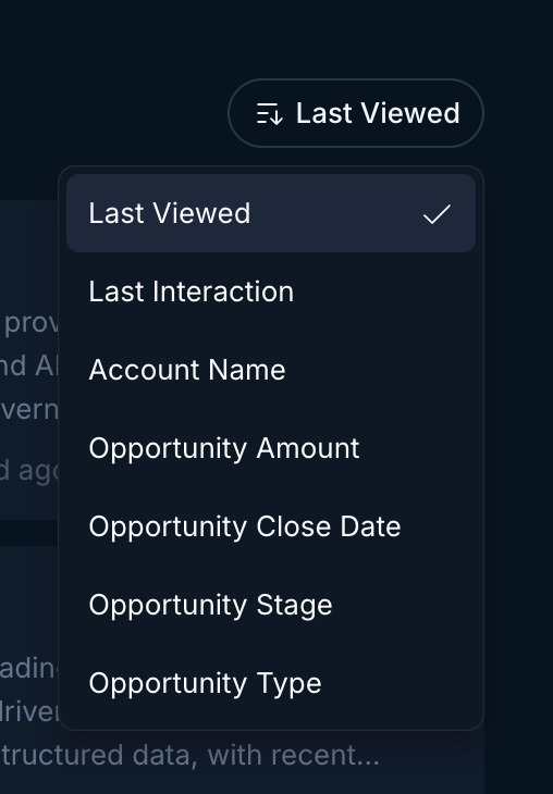 Sorting options