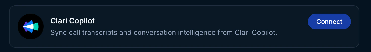 Clari Copilot connection