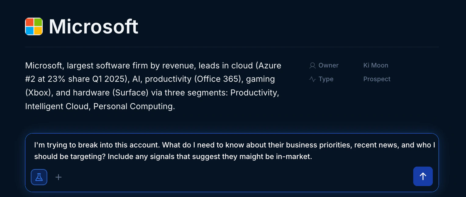 A snippet of an account page in
Endgame