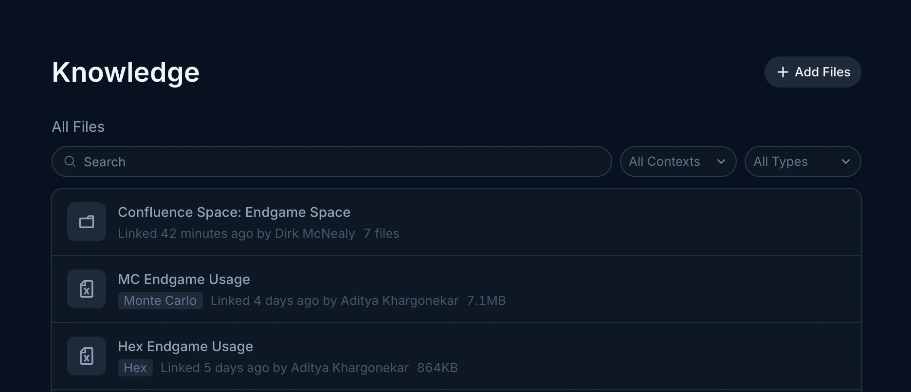 Admin knowledge view
