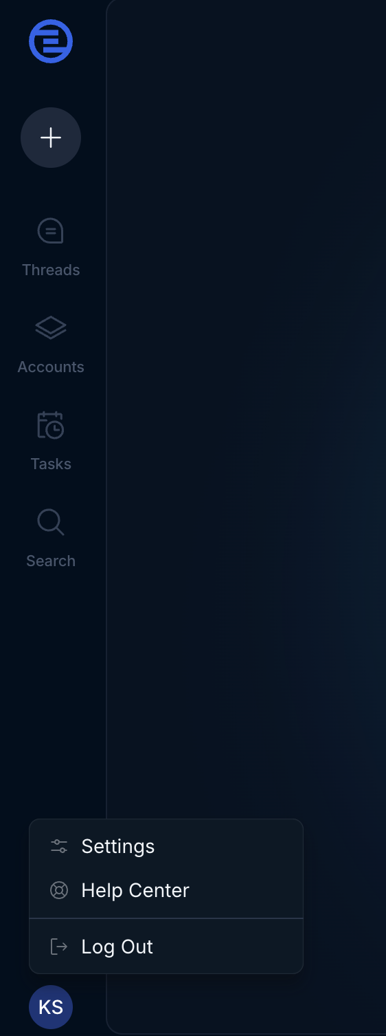 user menu