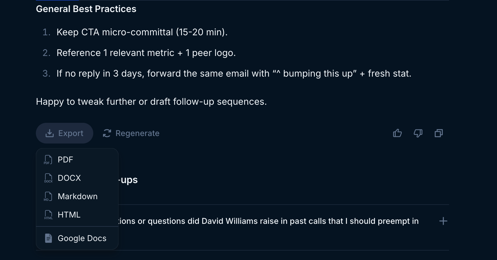 Export thread message