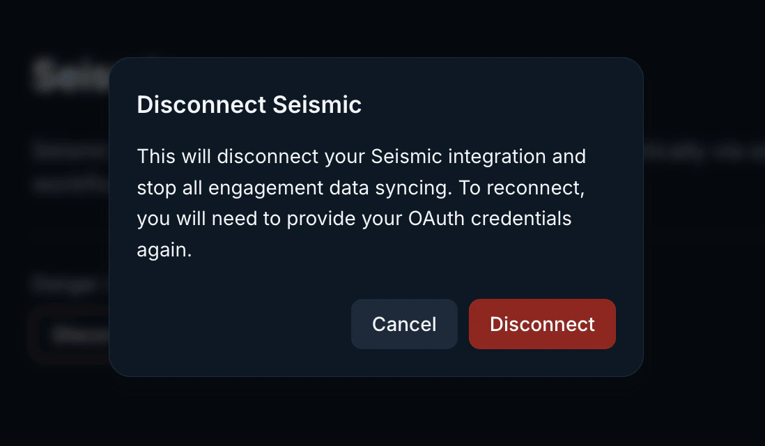 Seismic disconnect confirmation